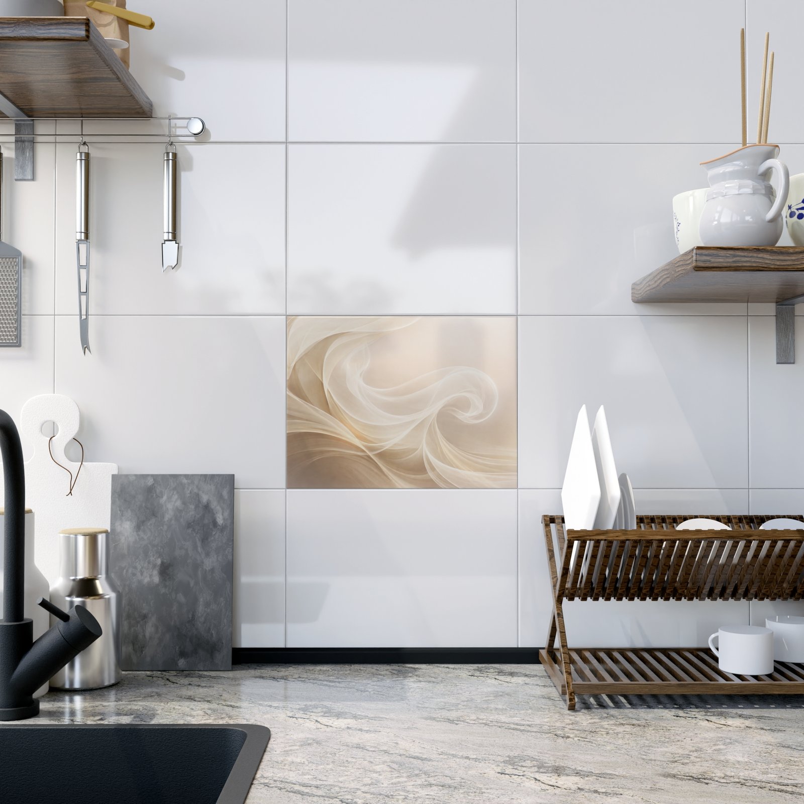 ceramic photo tile neutral swirl abstract wall art (beige cream) ceramic photo tile neutral swirl abstract wall art (beige cream)