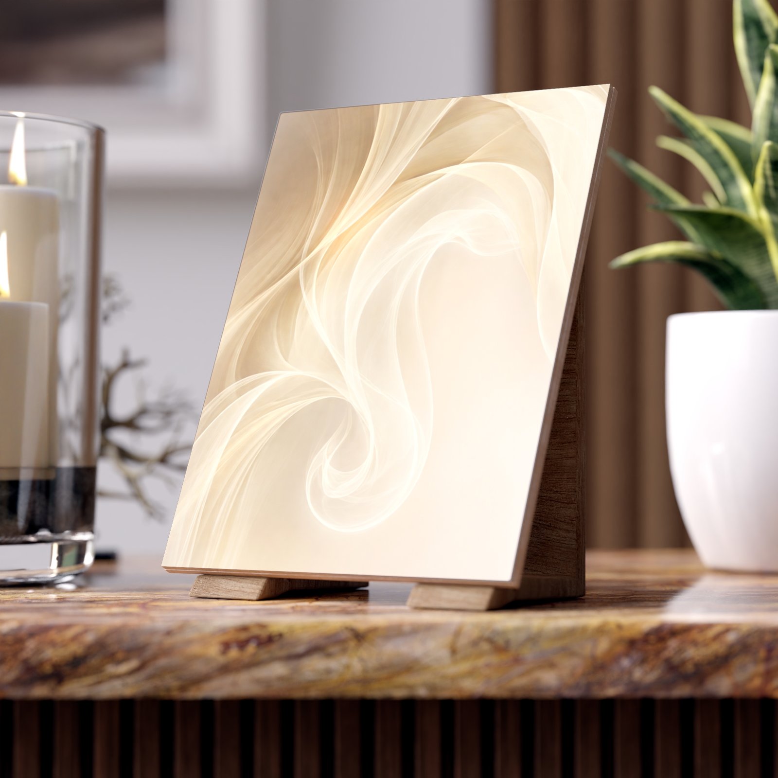 ceramic photo tile neutral swirl abstract wall art (beige cream) ceramic photo tile neutral swirl abstract wall art (beige cream)