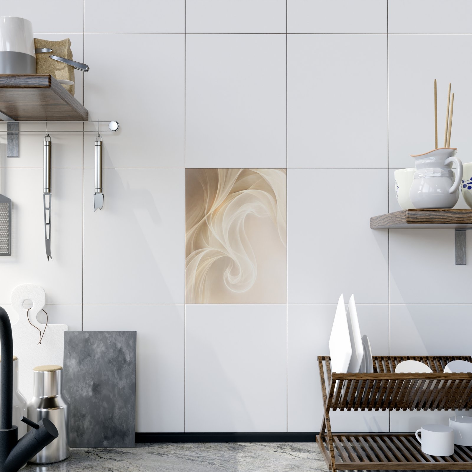 ceramic photo tile neutral swirl abstract wall art (beige cream) ceramic photo tile neutral swirl abstract wall art (beige cream)